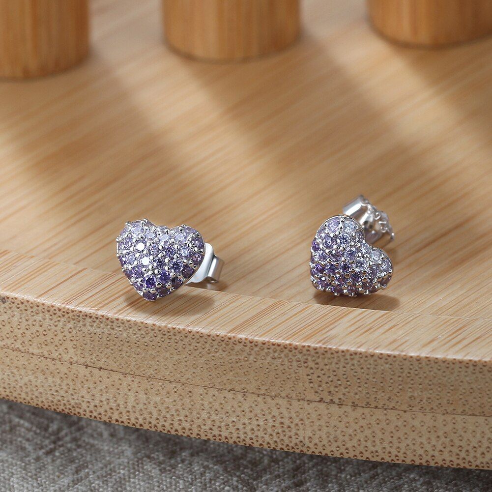 Seraphina - Sparkling heart stud earrings