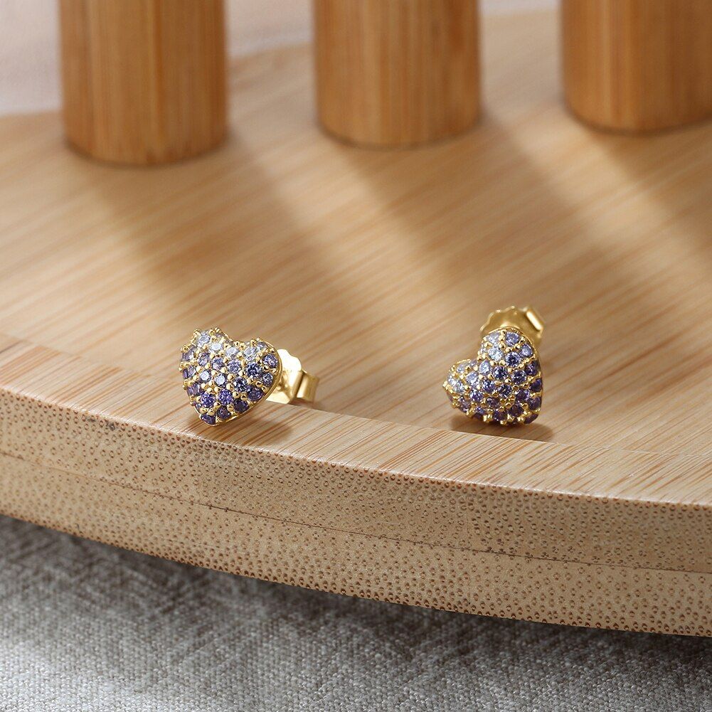 Seraphina - Sparkling heart stud earrings