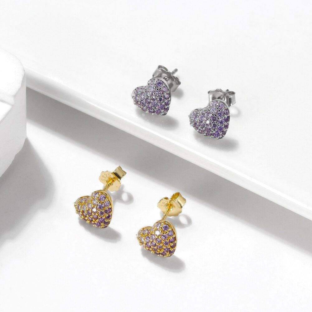 Seraphina - Sparkling heart stud earrings