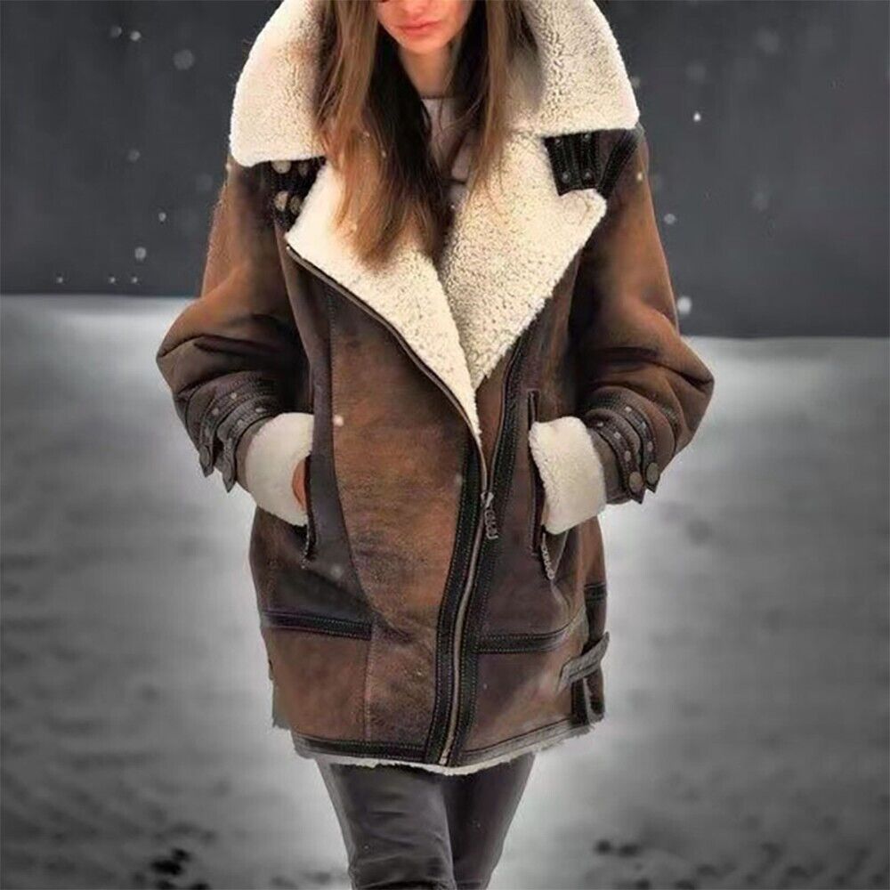 Suede sherpa jacket for women