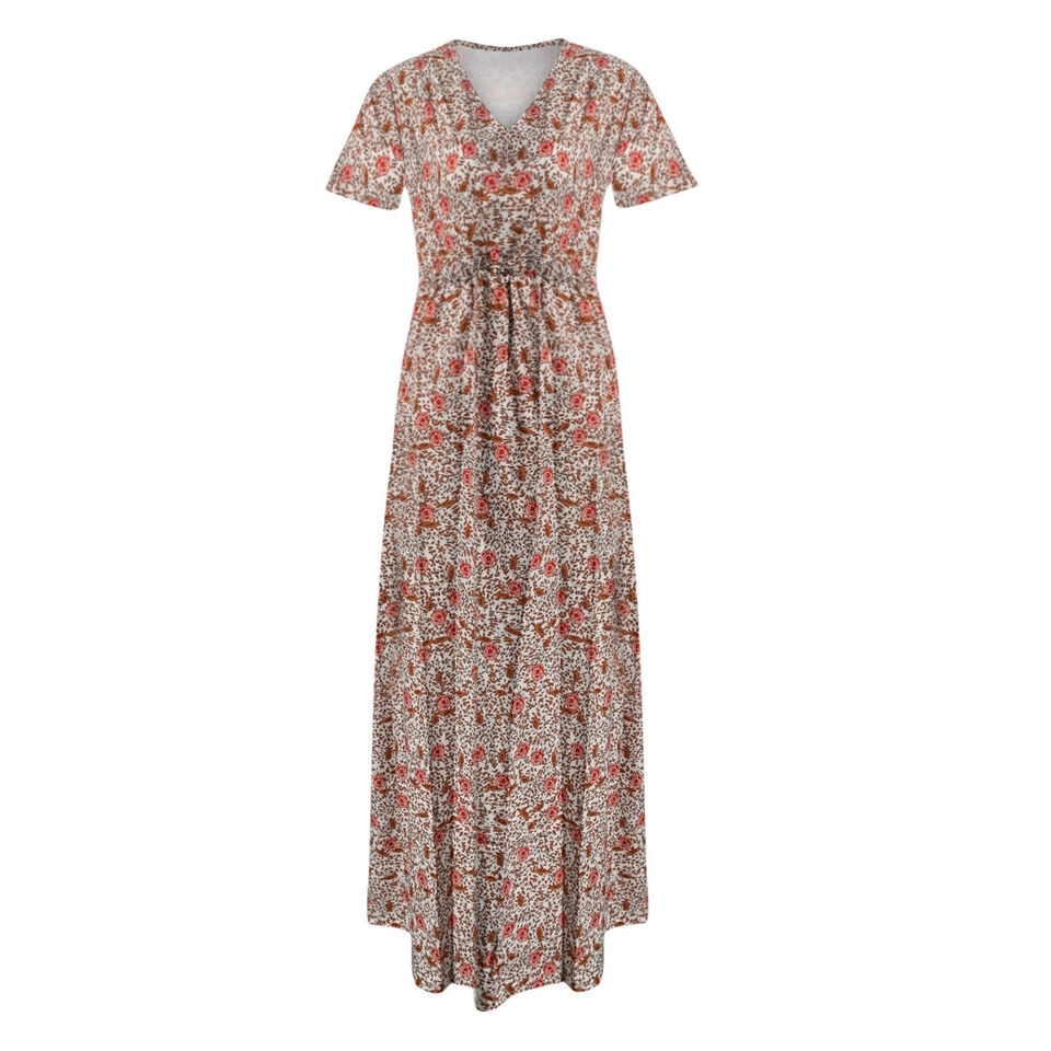 Lillian - V-neck maxi dress with short floral pattern