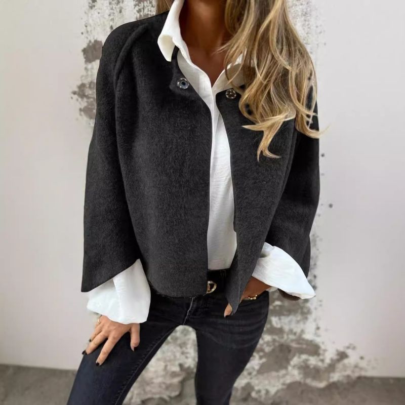 Fleece open stitch outdoor coat for women