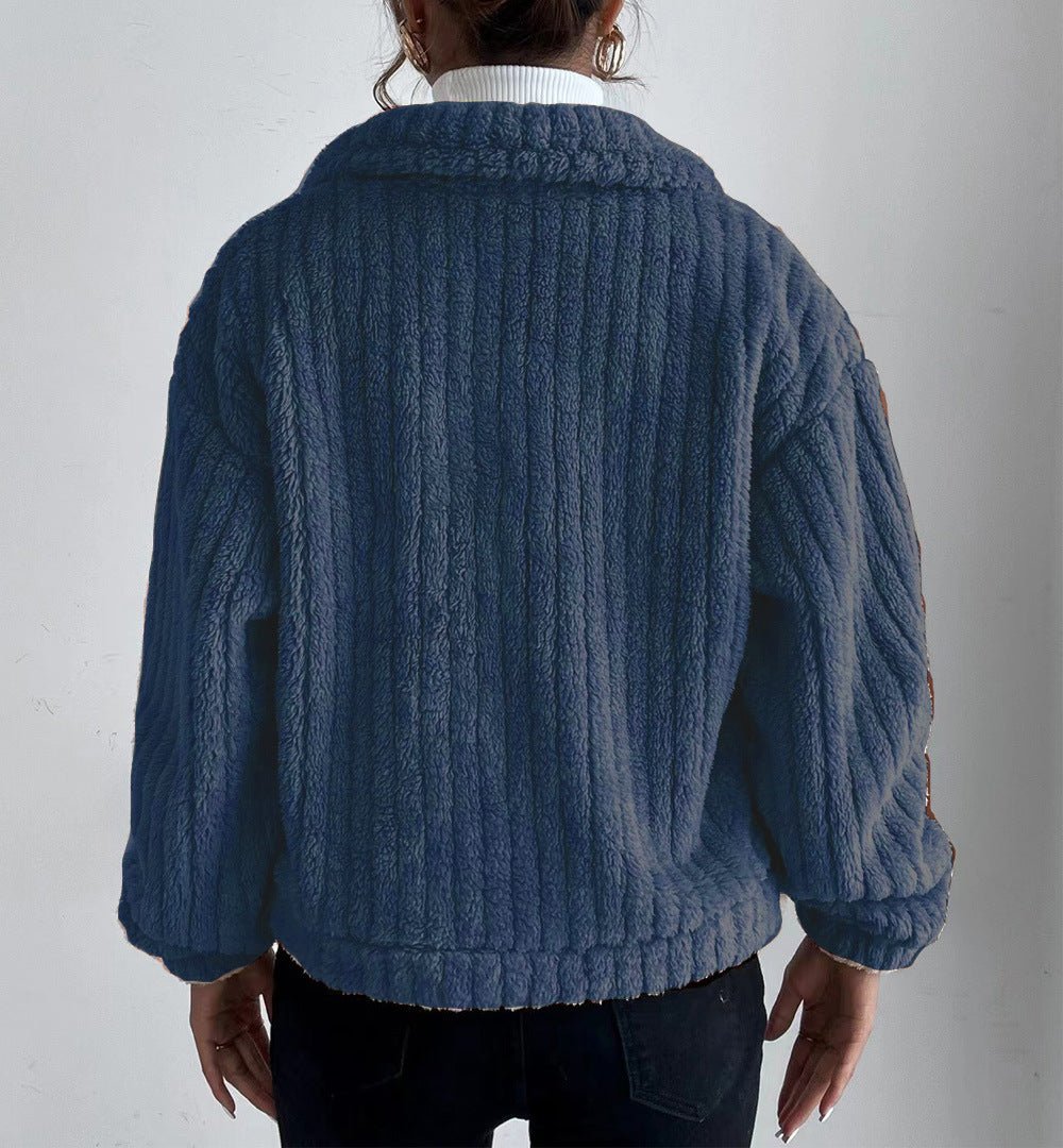 Textured button-up jacket for women