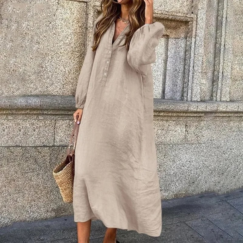 Adeline - Luxury Shirt Dress with Front Buttons and Collar
