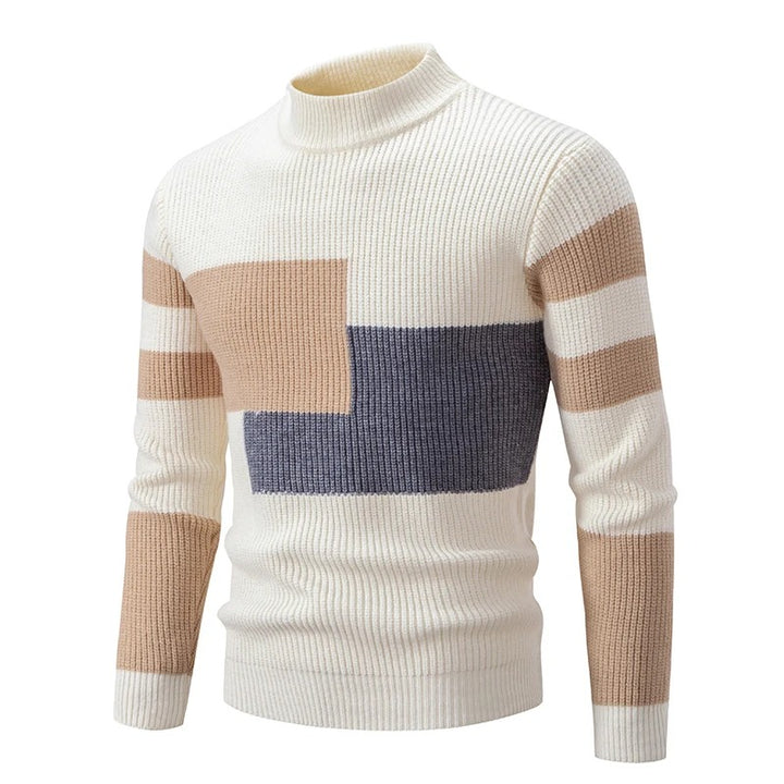 Patchwork knitted jumper for men