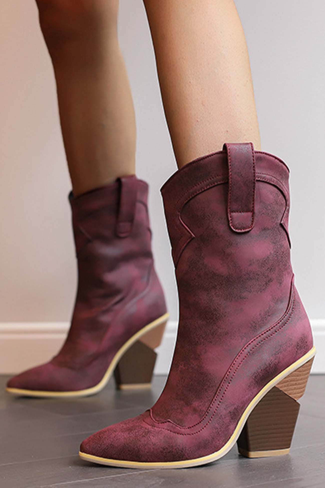 Cadie - pointed toe western mid-calf boots