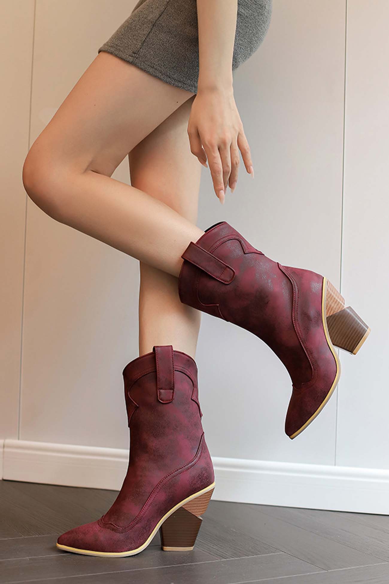 Cadie - pointed toe western mid-calf boots