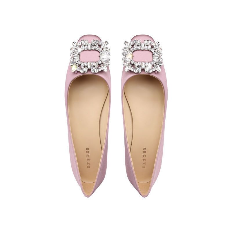 Evelina - Embellished ballerinas with a satin finish